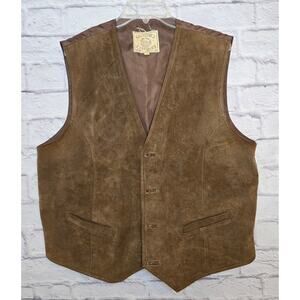 Men's 100% Genuine Leather brown vest Large biker unisex.
